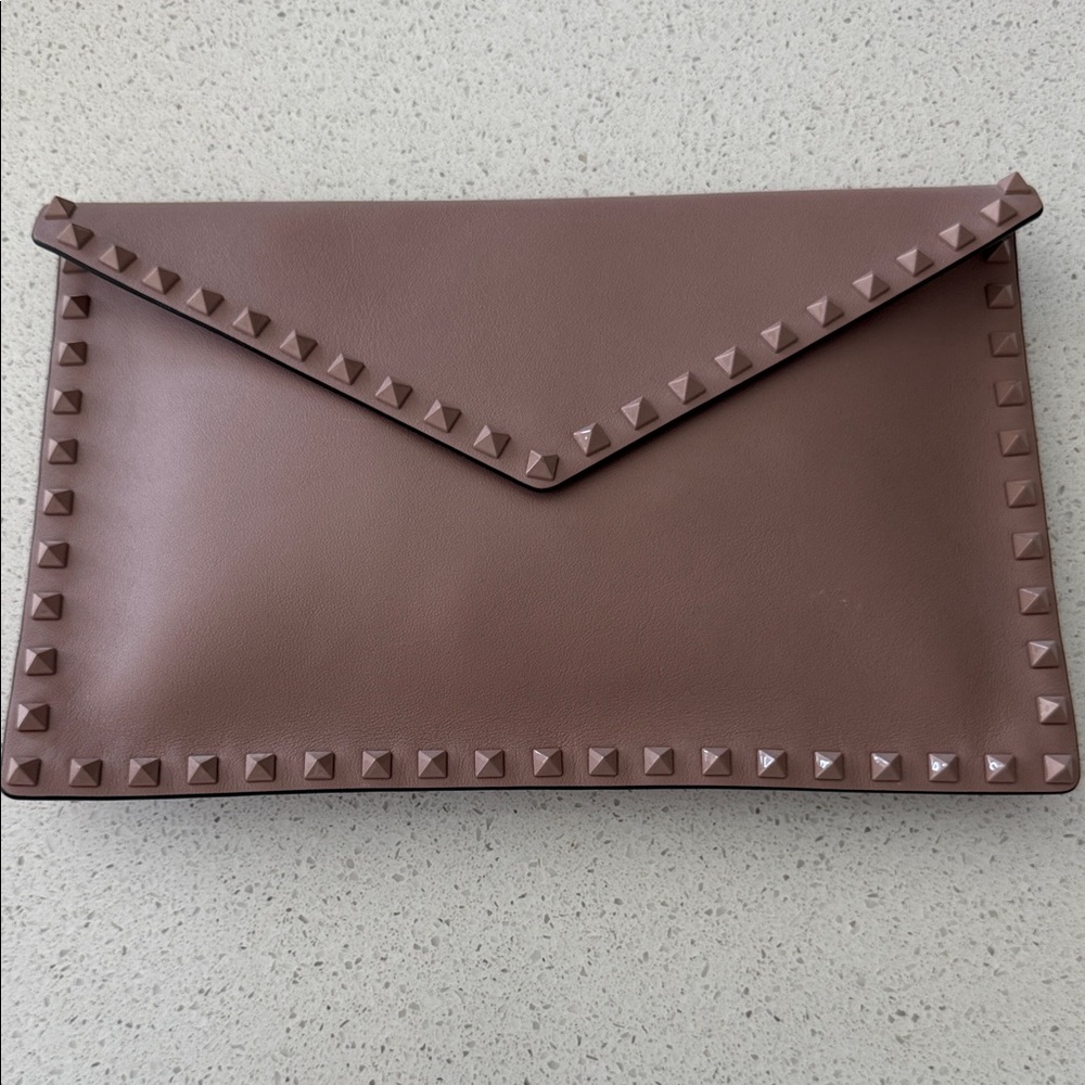 Valentino Studded Envelope Clutch - Taupe - AUTHENTIC